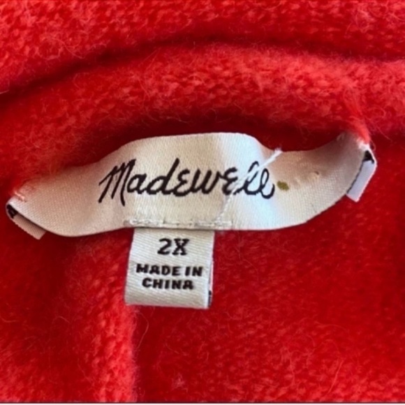 Madewell Inland Turtleneck Sweater in Coziest Yarn Wool/Alpaca Blend Red SZ 2X - Picture 7 of 10